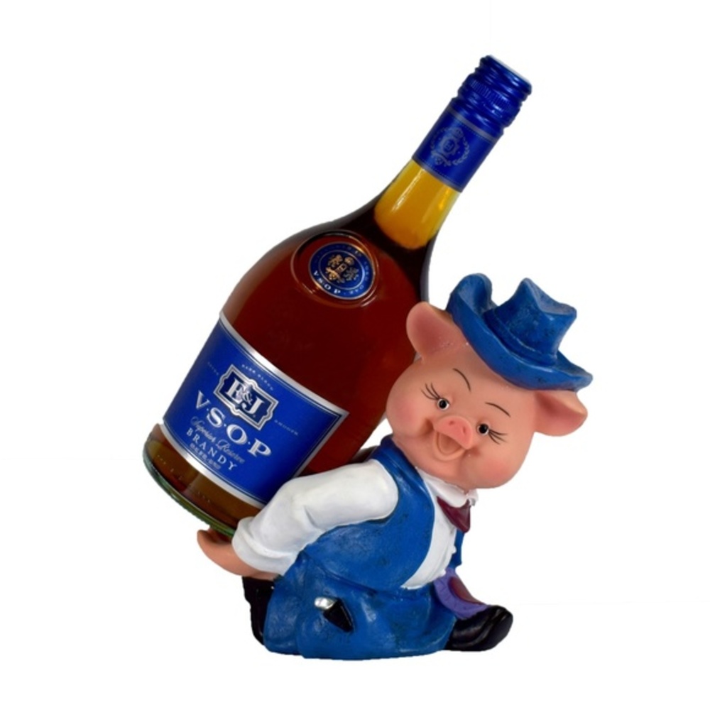 NEW Pig in Blue Wine and Spirits Bottle Holder